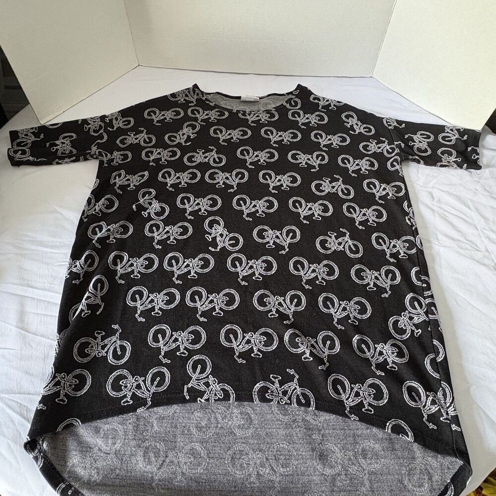 LuLaRoe Women's Irma Tunic Bicycle Print Size XS Black